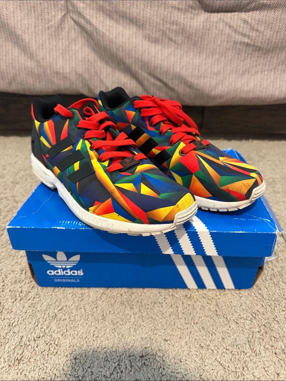 adidas Multicolor Geometric Sneakers with Red Laces